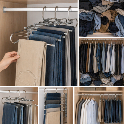 👖 ¡Ahorra espacio al instante - organiza hasta 5 pantalones en 1!