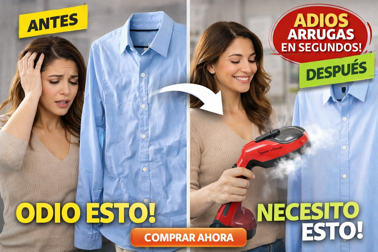 🚫 ¡Basta de arrugas y malos olores - solución rápida con vapor en casa!
