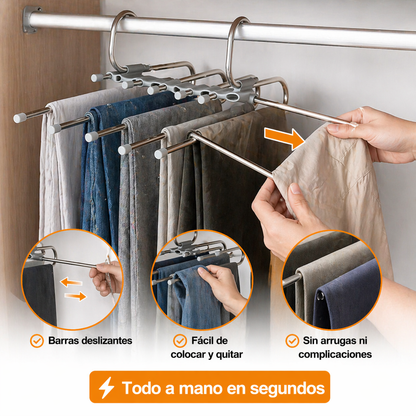 👖 ¡Ahorra espacio al instante - organiza hasta 5 pantalones en 1!